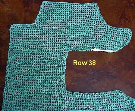 last stitch, ch 1, dc in last st = 54 (57, 60) dcs Row 40: Repeat Row 38 =
