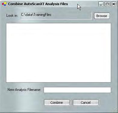 5. In the Combine AutoScanXT Analysis File window, click Browse to locate the analysis files you wish to combine (Figure 19). 6.