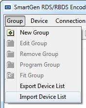 Import Device List 1. Click on Group menu and select Import Device List ; 2.