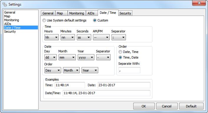 DATE/TIME The system default settings can be used for displaying of the date and time or be customized.