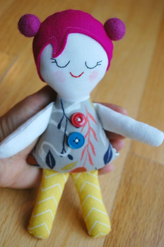 Embellish your Josephine Doll any way you like. I attached wool balls for hair and random buttons on the dress.
