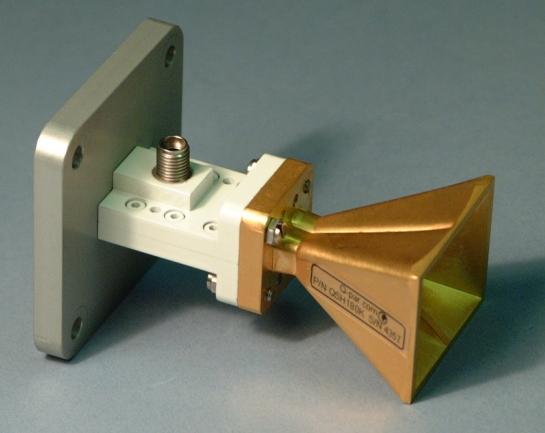 The 18 40 GHz single polarised horn, model number QSH180F/K, is manufactured from electroformed copper & aluminium.