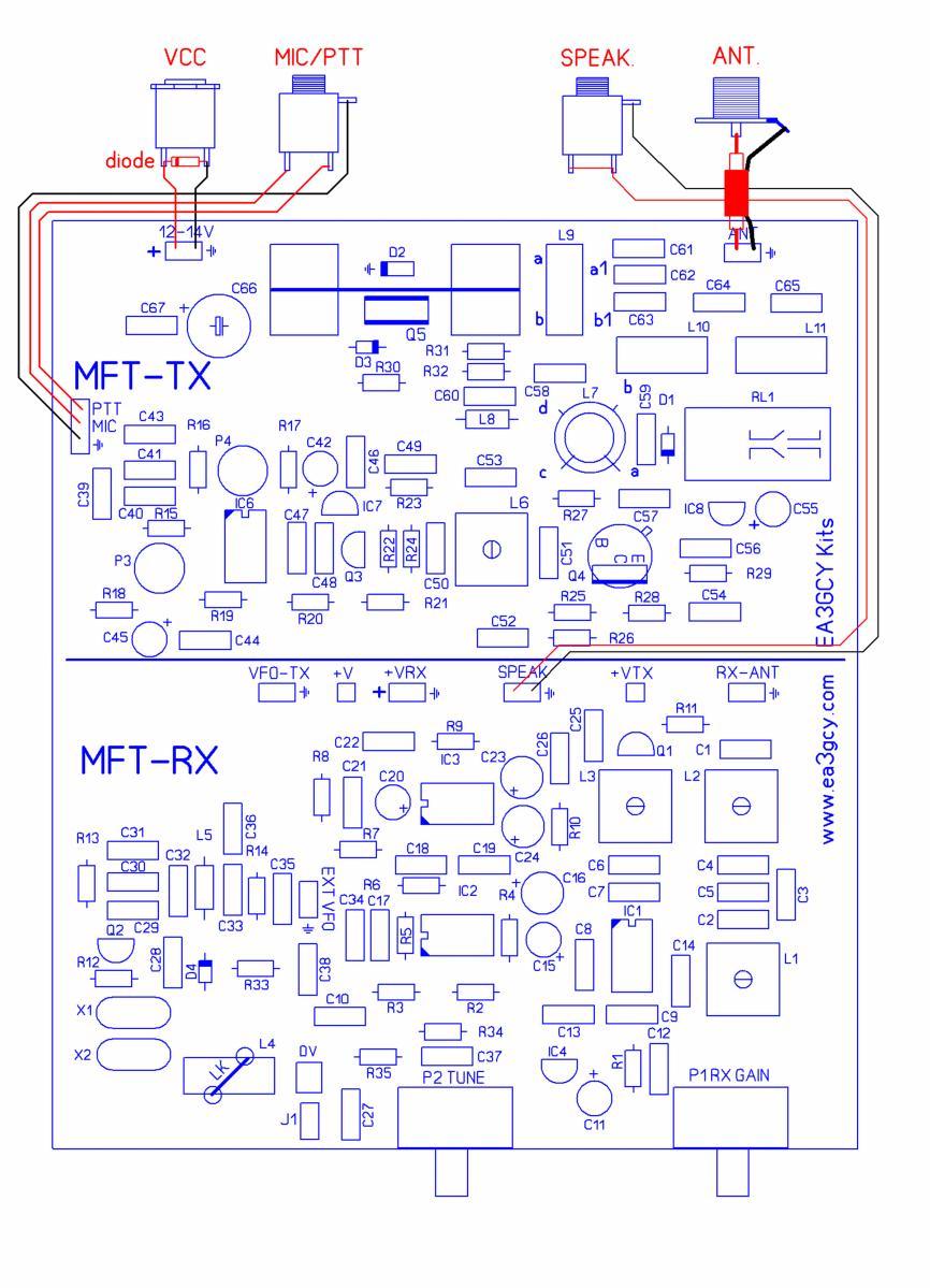 WIRING for TX + RX full use RX+TX Transceiver use (normal use) Note that if you use the RX along with the TX, you do not have to connect anything in