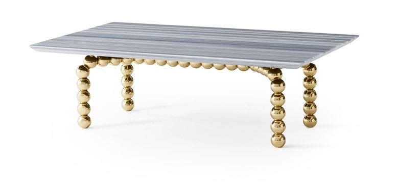 Cocktail Table Cocktail Table Striated Sharp Edged Marble Top Polished Brass Ball Necklace Base 60 x 36 x 19 in (153 x 92 x 48 cm) JD164-98 Venus Sofa 8 Way Hand Tied Springs