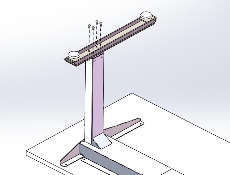 Installation Steps Step 4: Use 4 socket button head bolts, M6*12mm to attach side bracket, column leg and crossbeam together as shown in detail. Repeat with other legs.