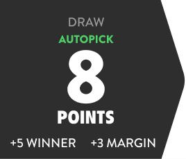 So, correctly choosing a winner with the correct margin will award you +8 points! You can check the points you ve earned if you go to the past rounds.