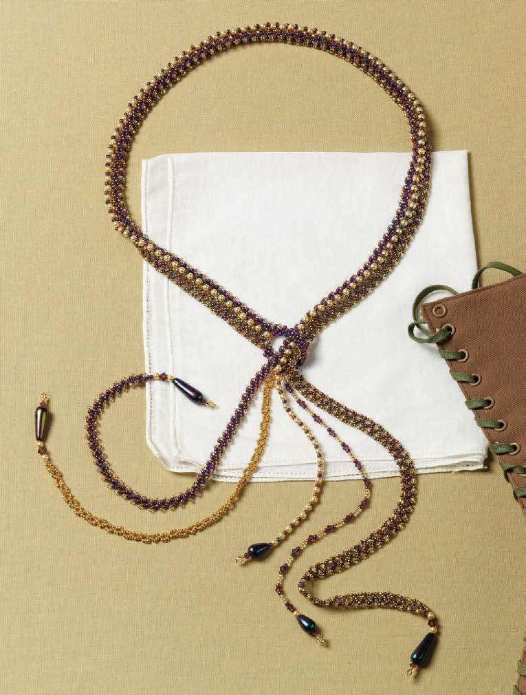 royal chains lariat KELLY WIESE This graceful lariat is made by combining two simple chain techniques with rightangle weave and square and peyote stitches.