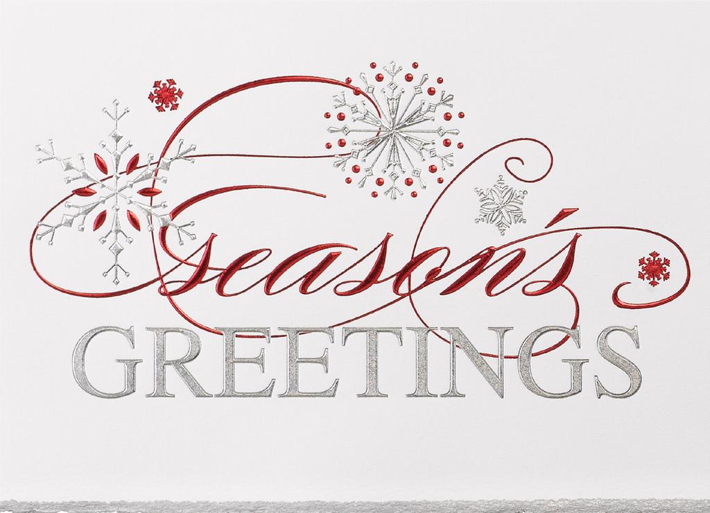 Wintry Greeting A flurry of snowflakes in silver foil make your greetings shine.