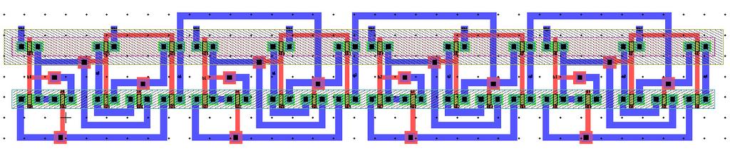 using proposed full adder. Layout design of 4-bit RCA using proposed full adder is shown in Figure 6 [8-11].