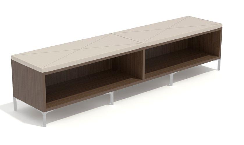 2-U-EL: Quad Bench - upholstered with electrical - 4 cubbies - 4 seating