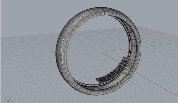 2: Digital model of hollow bracelet with multiple large openings in the inner surface to allow for successful investment and casting. The third version (Fig. 5.