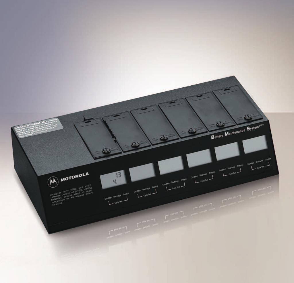 BATTERY MAINTENANCE SYSTEM PLUS BMS PLUS Using interchangeable battery adapters (sold separately), the BMS PLUS is capable of charging and discharging, analyzing, conditioning and cycle testing