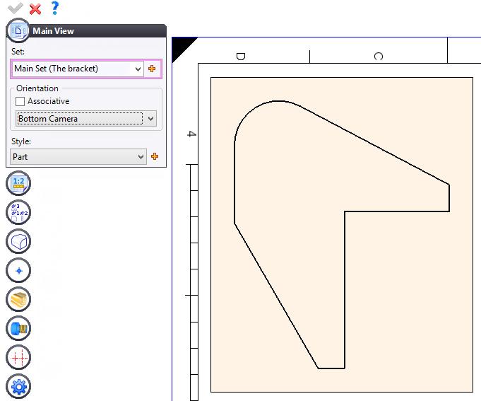 TopSolid Design Basics Exercise 3: The bracket Creating the main view Once the draft document has been generated,