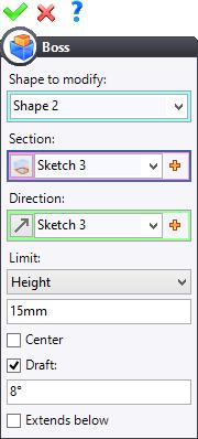 - Select Height as the limit and enter 15mm.