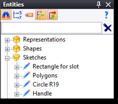Note: To make it easier to use the sketches, it may be useful to rename them. To do this, simply go to the Sketches folder in the Entities tree and rename them one by one.