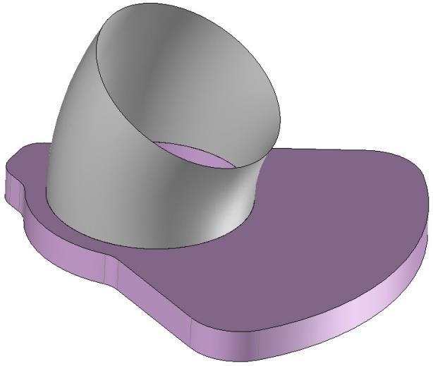 A thickening operation will transform the surface shape of the pipe into a solid, which will then be able to unite with the sole's solid shape.