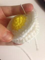 -once you get the stuffing in place use your tapestry needle to sew around just the yellow