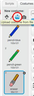 Your project also includes an eraser selector sprite, right click on it and choose show.