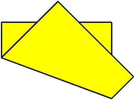 corner of a square or an oblong so that the crease forms between two opposite