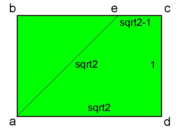 This picture shows the paper after it has been folded and opened out. The starting shape is a silver rectangle with edges in the proportion 1:sqrt2.