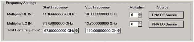 Set the Start and Stop Frequency for the frequency extender.