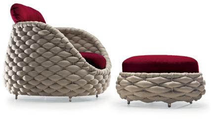handcoiled upholstered foam curves supported by steel frames LEFT Cobonpue is primarily inspired by