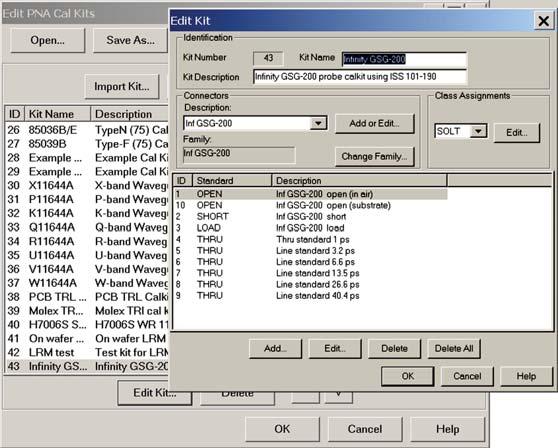 measurements Probe-characterization macro to easily measure S-parameters of probes for deembedding The PNA cal kit editor makes it easy to enter