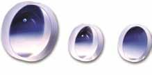 Concave-Convex Lenses Crown glass is primarily for use in illu mination systems Fused silica is suitable for DUV-applications Positive meniscus lenses Surfaces uncoated Tolerances: focal length f':
