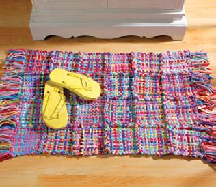 This colorful piece began as twenty-four basic woven squares, made