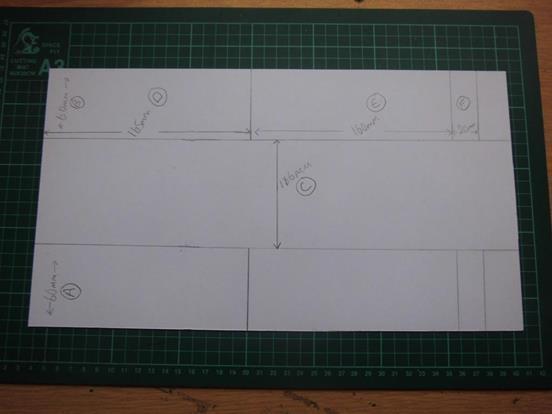 Use a craft knife to cut the solid 372mm x 206mm outline out. Step 3.