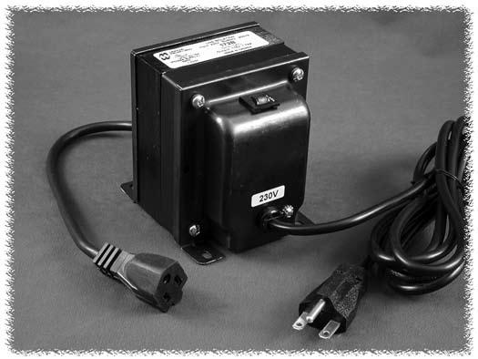 Output (secondary) connected to a 1 foot long cord & standard North American 125V, 3-wire grounded receptacle (NEMA 5-15R). North American Mark of Safety - C UL & UL listed (File #E211544). Part Wt.