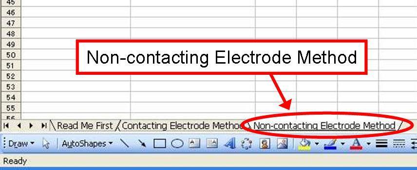 4.2. Non-contacting Electrode Method 1. Boot the program and modify GPIB address or USB ID as shown in section 2 and 3. 2. Change the sheet to Non-contacting Electrode Method. 3. Change the Guarded/Guard Electrode to the appropriate one (Electrode-A or B).