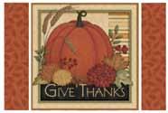 Sashed Style 1 Place Mats, Set of 4 Cutting Directions: 45720-H Giving Thanks panel Cut (2) 11 ½ x 11 ½ squares with the Give Thanks motif centered in the squares.