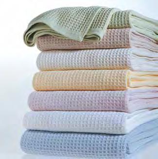 Blanket 11027 - Kingston BRUSHED COTTON 100% Pure cotton Waffle weave Made in Portugal Colors: Blue, Butter, Ivory, Mushroom, Pink, White, Willow Blanket Sizes: Twin Blanket 80x100" 203x254 cm