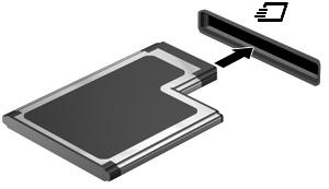 Neposúvajte, ani neprenášajte počítač s vloženou kartou ExpressCard. Zásuvka karty ExpressCard môže obsahovať ochrannú vložku. Postup vybratia vložky: 1. Zatlačte na vložku (1) a vyberte ju. 2.