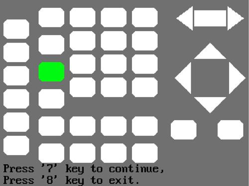 LED Test Select LED Test to enter the lighten interface, the on-screen lathy rectangle shapes represent the front panel keys; The shapes with two arrows beside them represent