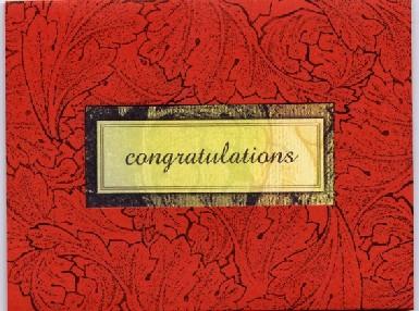 Card #3 August 2010 Arts 'n Crafts Greetings to Go Page 6 of 6 Tomato Card with Ivory Panel Ivory Cutapart: Congratulations 1.