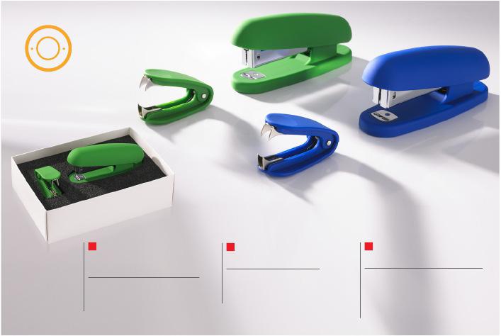: 120x35x50 mm Number of stapled sheets: 80g/m2: 20 Staple type: 24/6 Material: plastic, rubber Packaging: plastic box S AT H S H AT IN TOUC DESK SET COLORISSIMO 2 (STAPLER & STAPLE REMOVER)