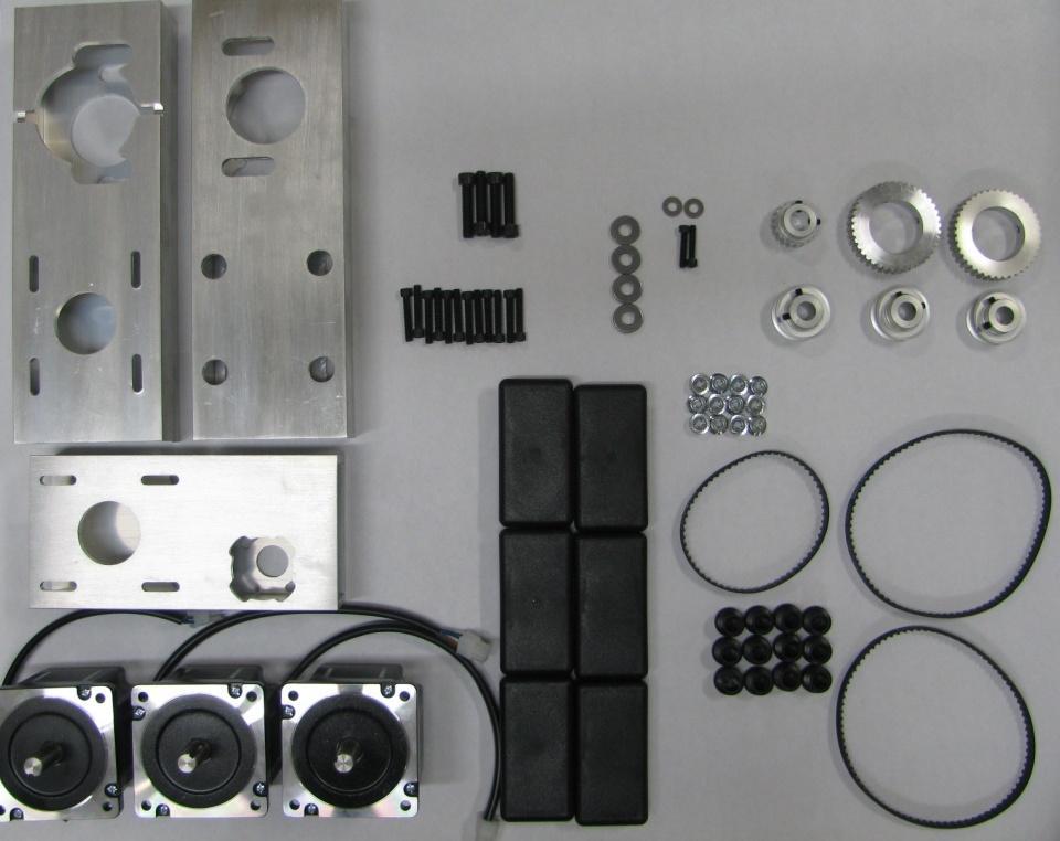 FlashCut CNC Universal Retrofit Kit 4 Shipment Details ACME Kits Include: X, Y, & Z axis Unibody aluminum brackets (1) 20 tooth pulley (0.595 bore) (3) Belts, (2) 170 XL.