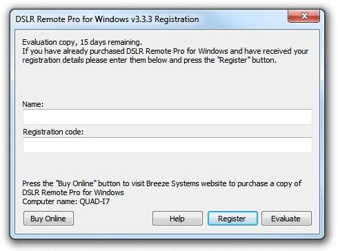 Installing, Registering and Activating DSLR Remote Pro for Windows 7 Uninstalling the software DSLR Remote Pro can be uninstalled using the standard Windows "Uninstall a program" option in the
