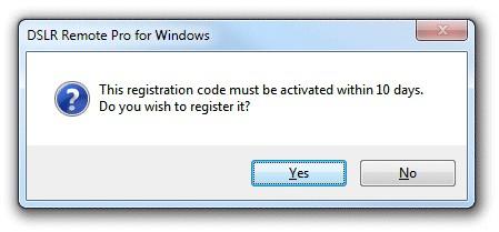 8 Click on the "Register" button after entering your name and registration details. If the details are correct the message below will be displayed.