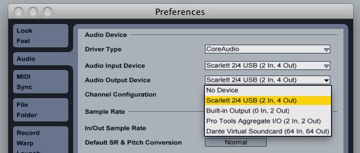 Please note - your DAW may not automatically select the Scarlett 2i4 as its default I/O device.