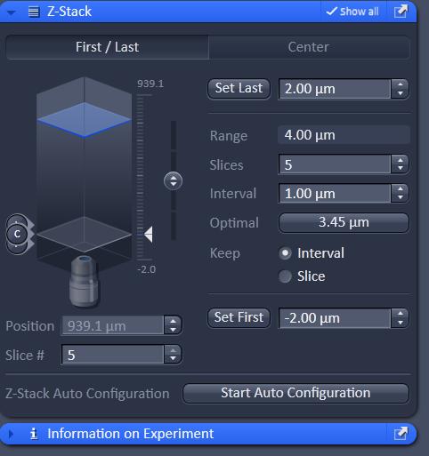 This will activate the respective tabs To capture images using these methods use the Start Experiment button Software Autofocus Select Focus Strategy tab Options will depend on what other functions