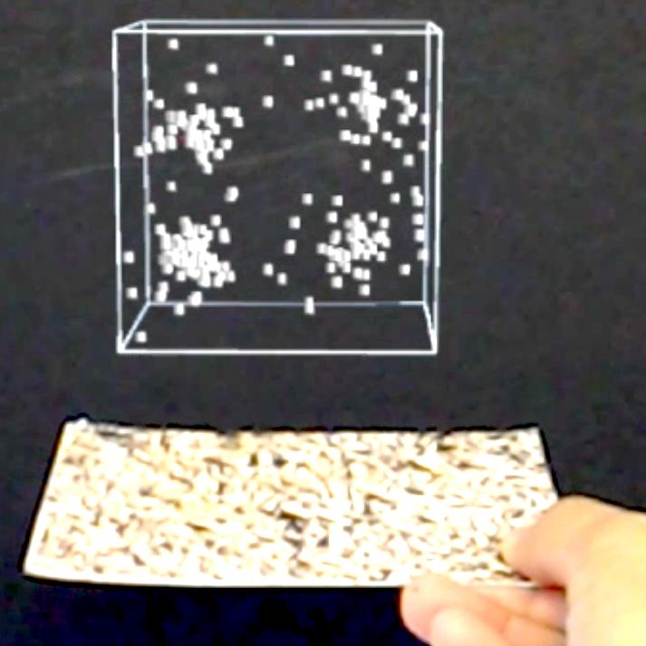 Monoscopic and low-resolution approximations of hologram visualizations of 3D scatterplots using immersive tangible augmented reality with the HoloLens.
