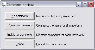 Mark each memory you wish to file in the PC and select OK, or alternatively Select All. Cancel will return screen to previous display.