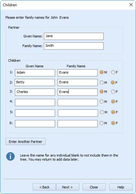 3 If you have previously created a family tree chart, you will be asked if you want to remove the family data that you previously entered. Click Yes to continue. The First Individual dialog box opens.