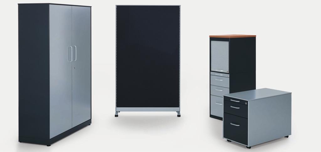 The system [ Cabinet, partition wall and container distinguished by a common design feature System elements No more standing around Perfectly co-ordinated elements for every conceivable filing