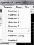 6. Generator With the help of generators, the most diverse output signals can be created with the AudioAnalyzer. There are up to 10 generators.