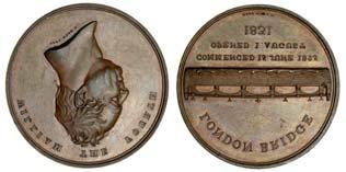 (BHM 1476), light rim bruise at 9 o clock, and occasional surface pecks, otherwise extremely fine 80-100 Bt. April 1983 491 491 William IV (1830-37), Opening of London Bridge, 1831, bronze medal by B.