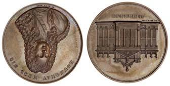 2012 503 503 Sir John Vanbrugh, 1855, bronze medal by B. Wyon, three-quarters bust facing, rev. façade of Blenheim Palace, BLENHEIM below, inscribed ART UNION OF LONDON 1855 on edge, 55mm.